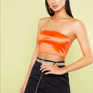 Neon orange tube top